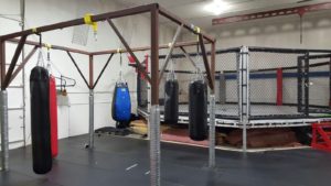 mma cage training heavy bags